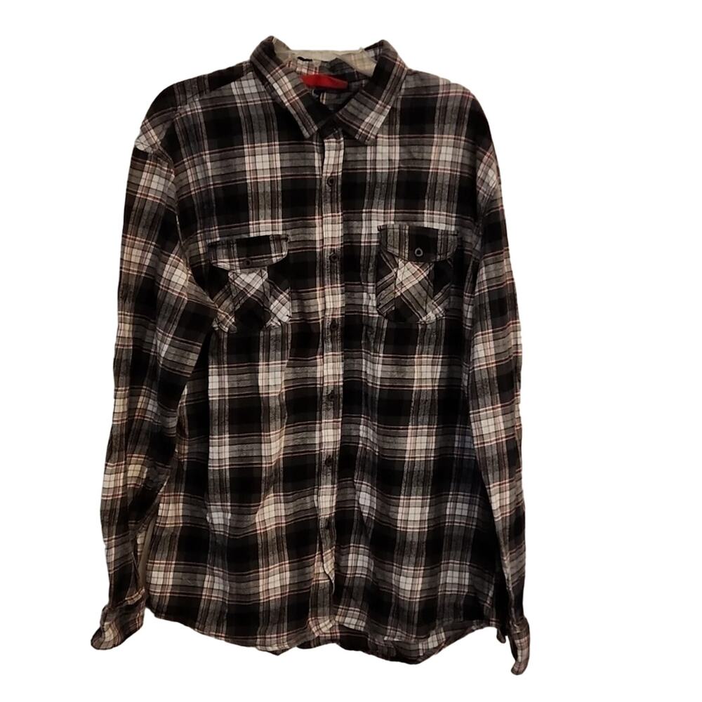 Denim House Men's Plaid Buttondown Shirt, XXL